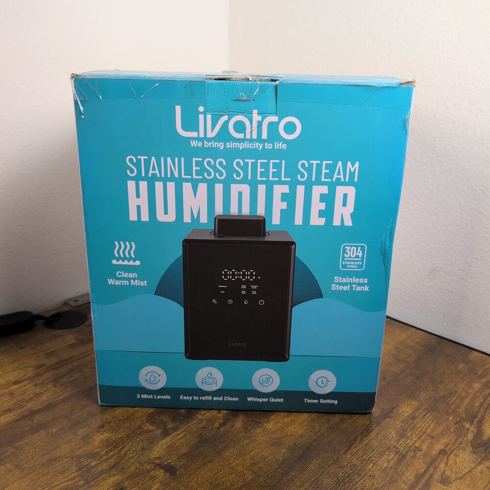 Livatro 3L Stainless Steel Warm Mist Humidifier Easy Clean Black - Picture 2 of 4